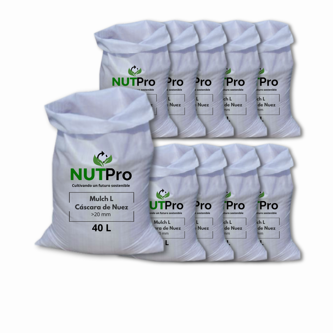 Mulch Cáscara de Nuez (tamaño L) (>20mm) 10 sacos 40 Litros