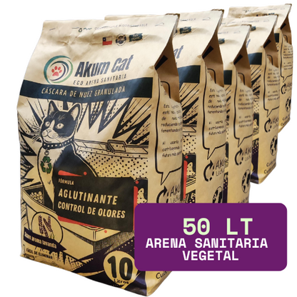 Arena Sanitaria Vegetal Multicat Gatos AkumCat 50Lts.