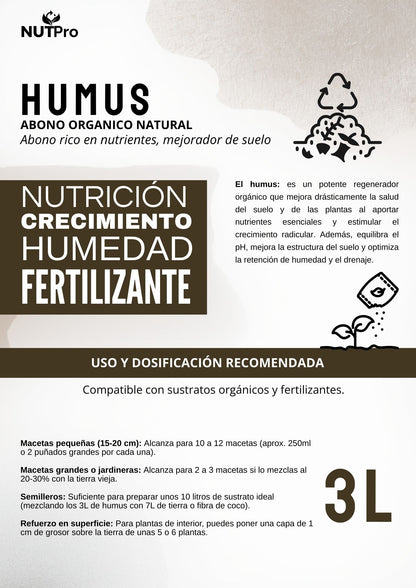Humus de lombriz 3 Litros.