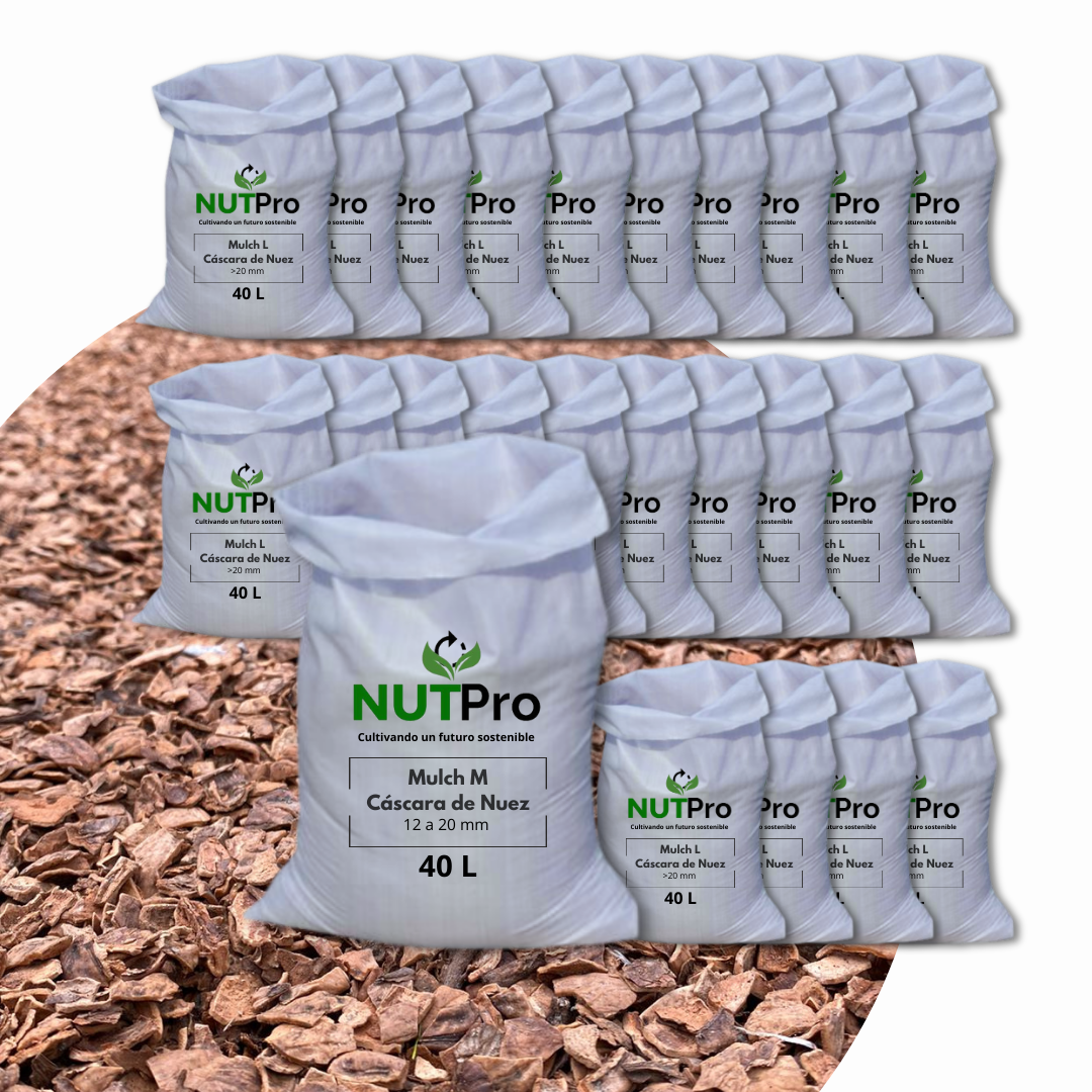 Mulch Cáscara de Nuez (tamaño M) (12-20mm) 1m3 - 25 sacos