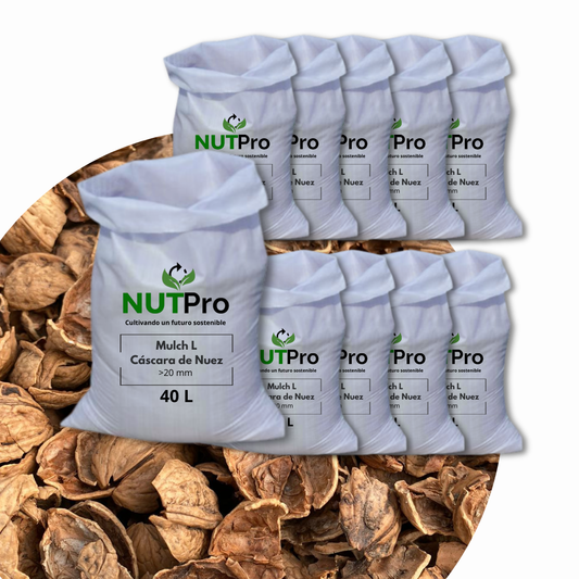 Mulch Cáscara de Nuez (tamaño L) (>20mm) 10 sacos 40 Litros