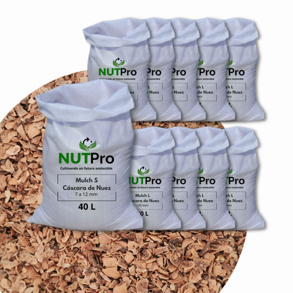 Mulch Cáscara de Nuez (tamaño S) (7-12mm) 10 sacos 40 Litros