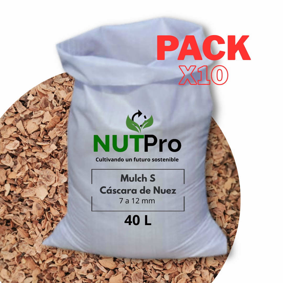 Mulch Cáscara de Nuez (tamaño S) (7-12mm) 10 sacos 40 Litros