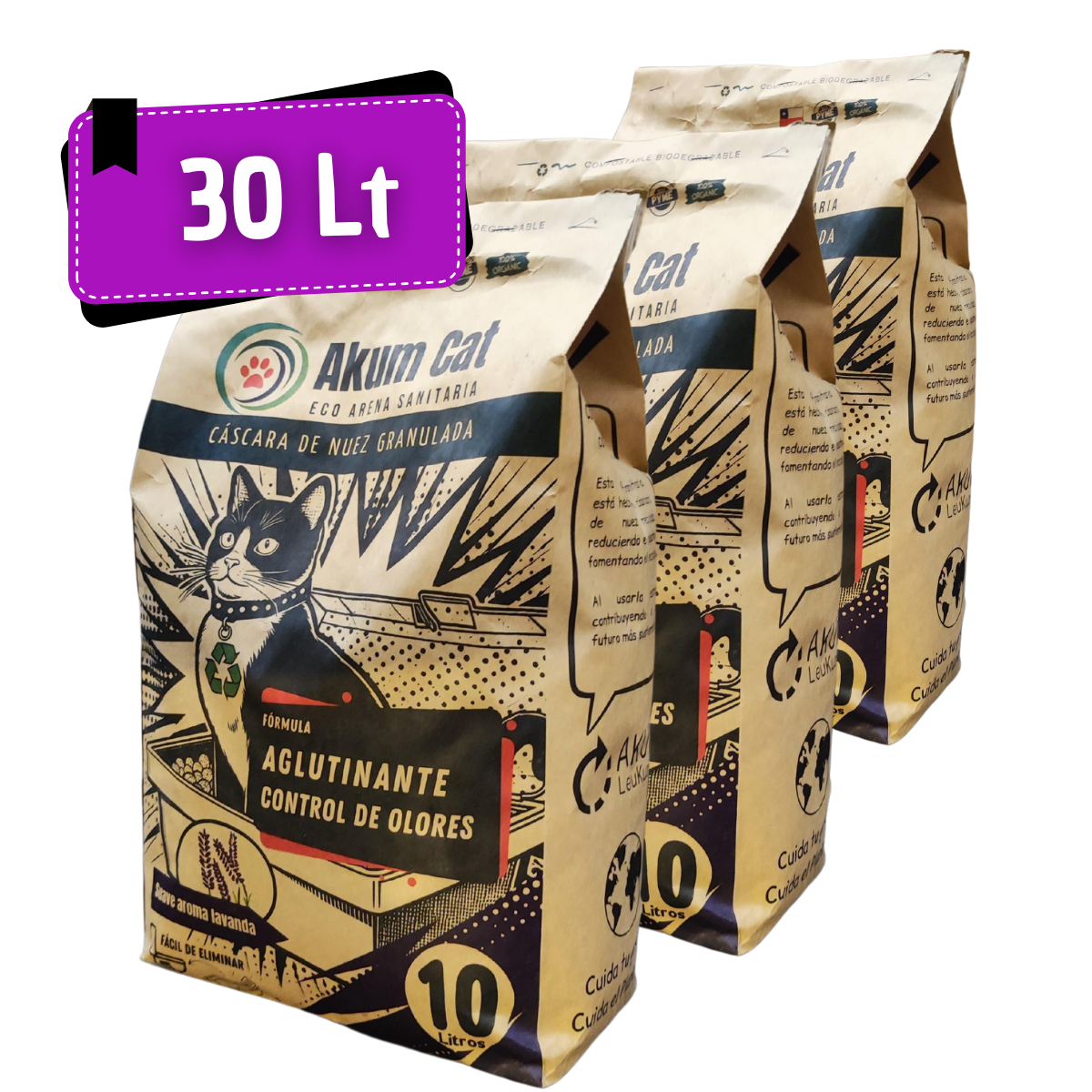 Pack 30Lt Arena Sanitaria Multicat vegetal